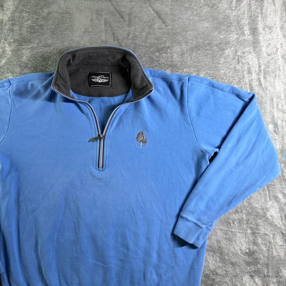Straight Down Pullover Sweatshirt Mens Small Blue Quarter Zip Golf 1926 Logo